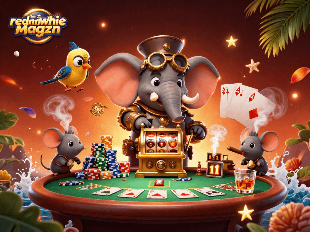 Engage in thrilling gameplay with redandwhitemagzn's vibrant casino scene featuring steampunk elements.