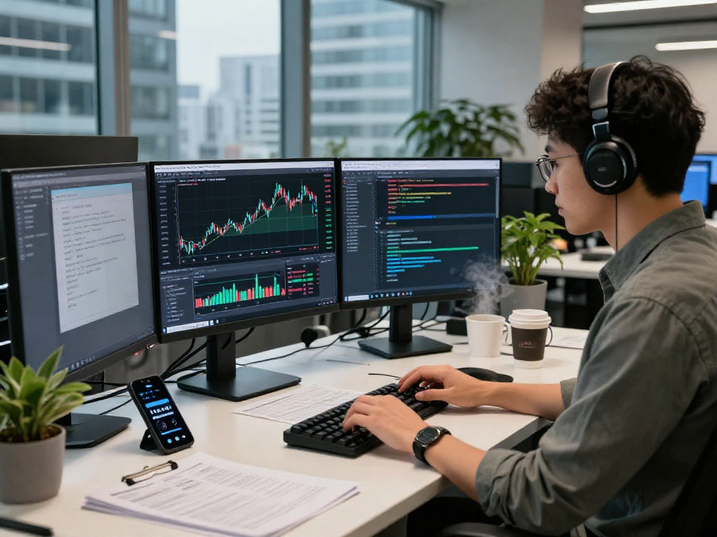 Japan stock historical Kline API visual data being coded in a modern fintech workspace.