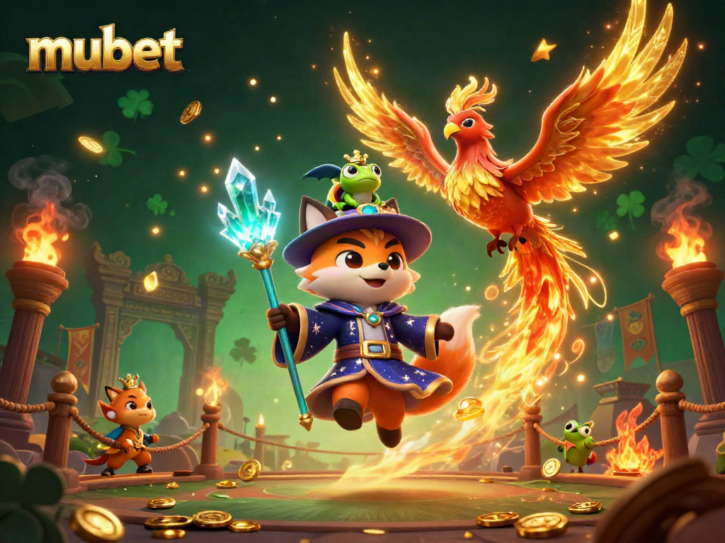 Engage in thrilling gambling action with the mubet mystical wizard fox and phoenix illustration.