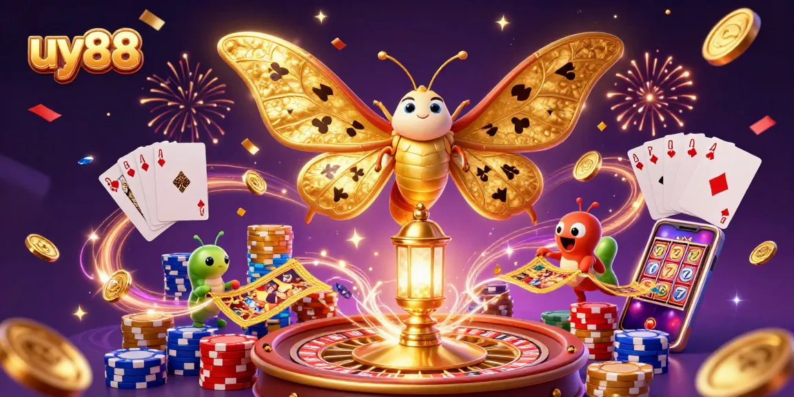 Elevate your gaming experience with uy88's vibrant casino scene, featuring iconic elements.