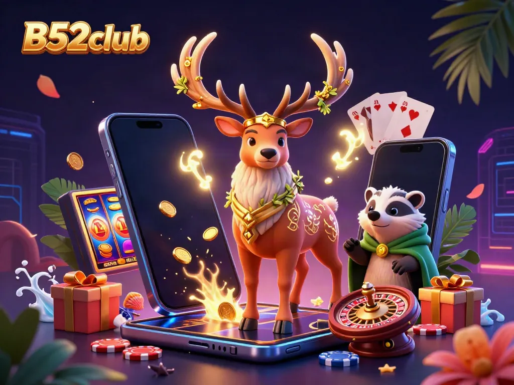 Engage with B52club's enchanting casino experience, highlighted by a spectacular fantasy scene.