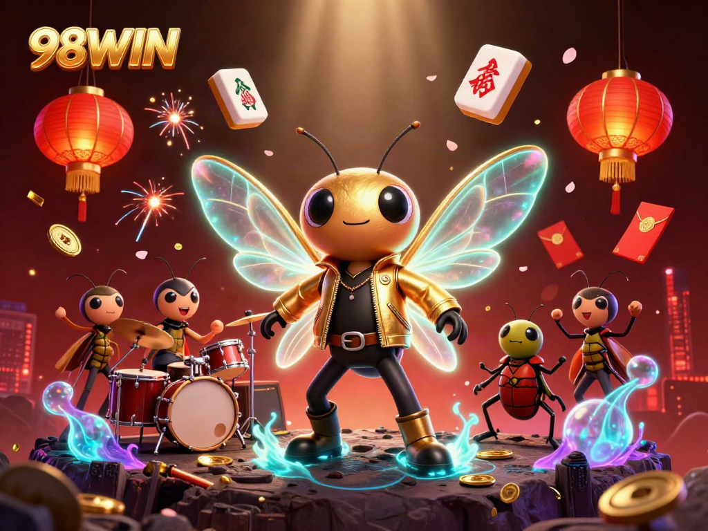 Experience dynamic excitement in the 98WIN online casino with vibrant illustrations of gaming characters.