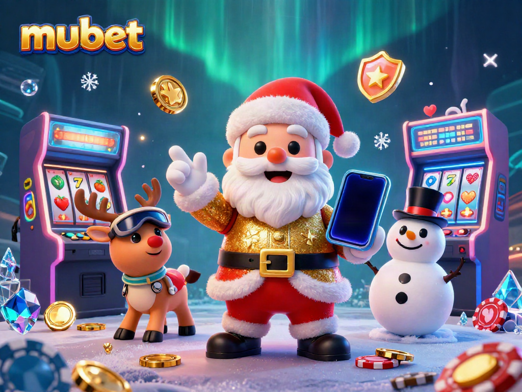 Experience exciting jackpots at mubet with vibrant casino elements and festive characters.