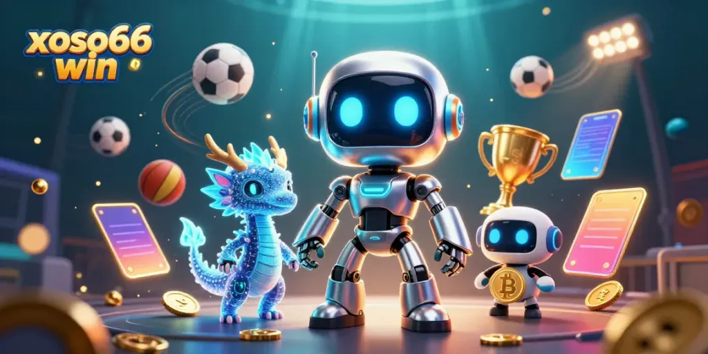 Experience the thrill of xoso66 win with dynamic gaming characters and vibrant sports betting action.