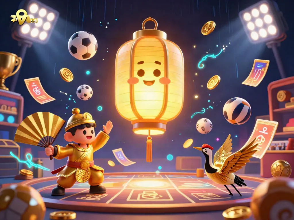 Experience the thrill of five88 with a vibrant 3D illustration of a golden lantern spirit and dynamic gaming elements.