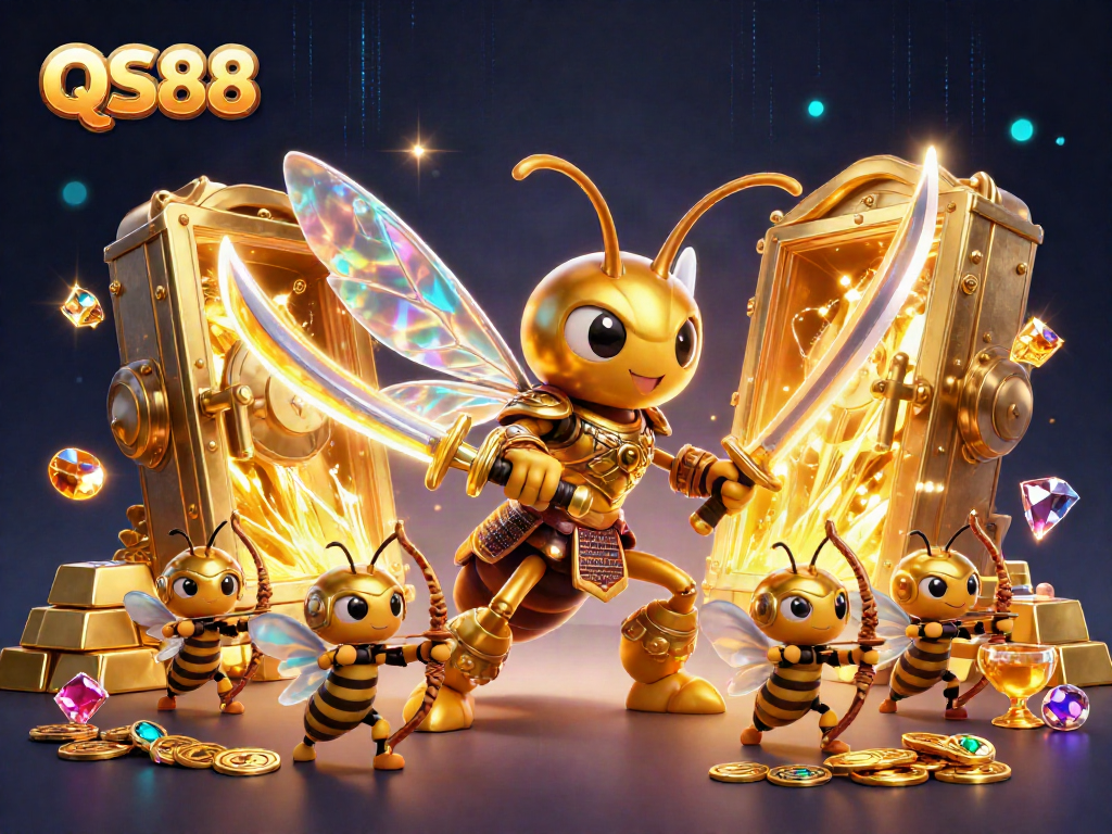 Experience the thrill at QS88 with a samurai hornet leading a treasure-filled scene.