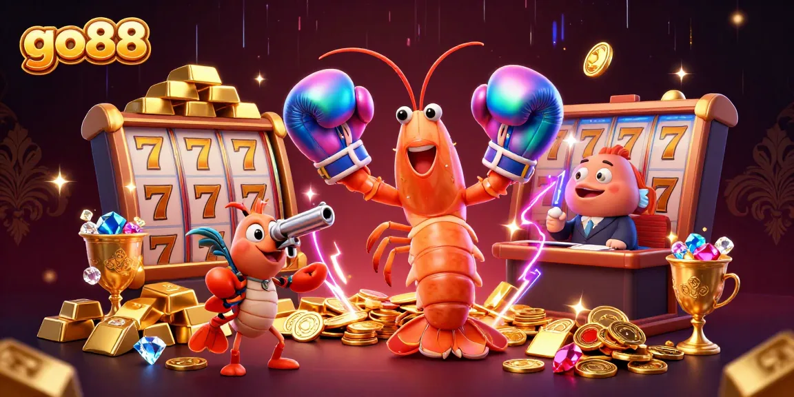 Experience the excitement of go88 as mantis shrimp and friends celebrate thrilling casino wins.