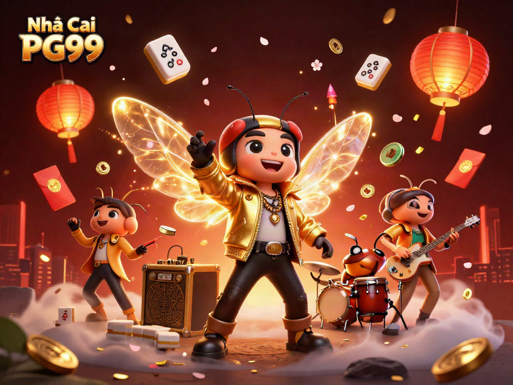 Engage in thrilling gameplay at Nhà Cái PG99 with a vibrant 3D casino illustration showcasing festive gaming elements.