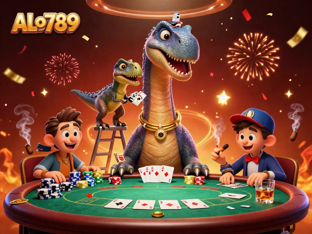 Engage with ALo789's thrilling poker action featuring vibrant characters and casino elements.