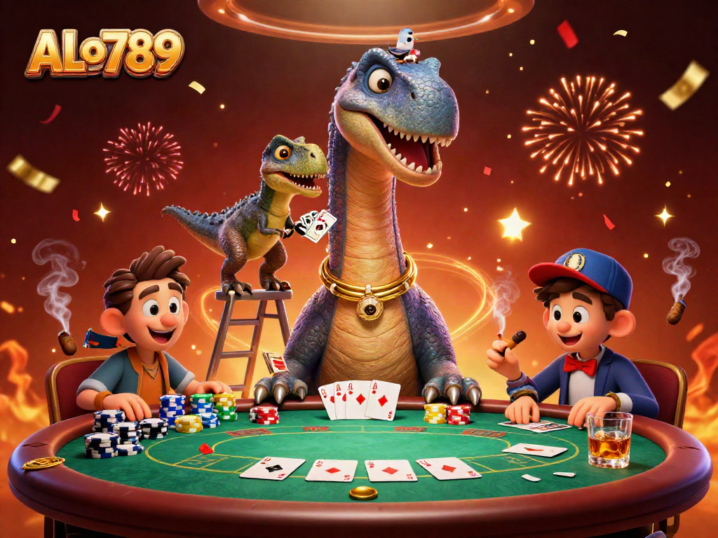 Engage with ALo789's thrilling poker action featuring vibrant characters and casino elements.