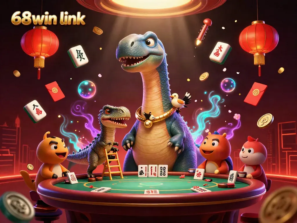 Experience the excitement of games at 68win link with colorful elements and energetic characters in this vivid illustration.