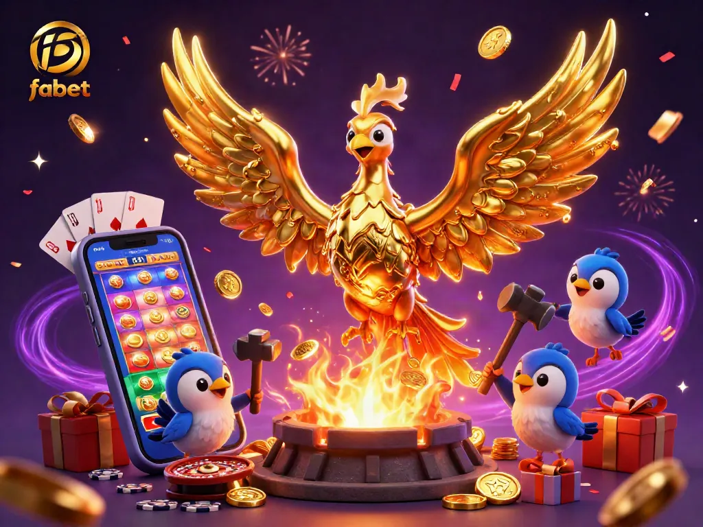 Bet on Fabet's dynamic golden phoenix illustrating high-stakes excitement and winning moments.