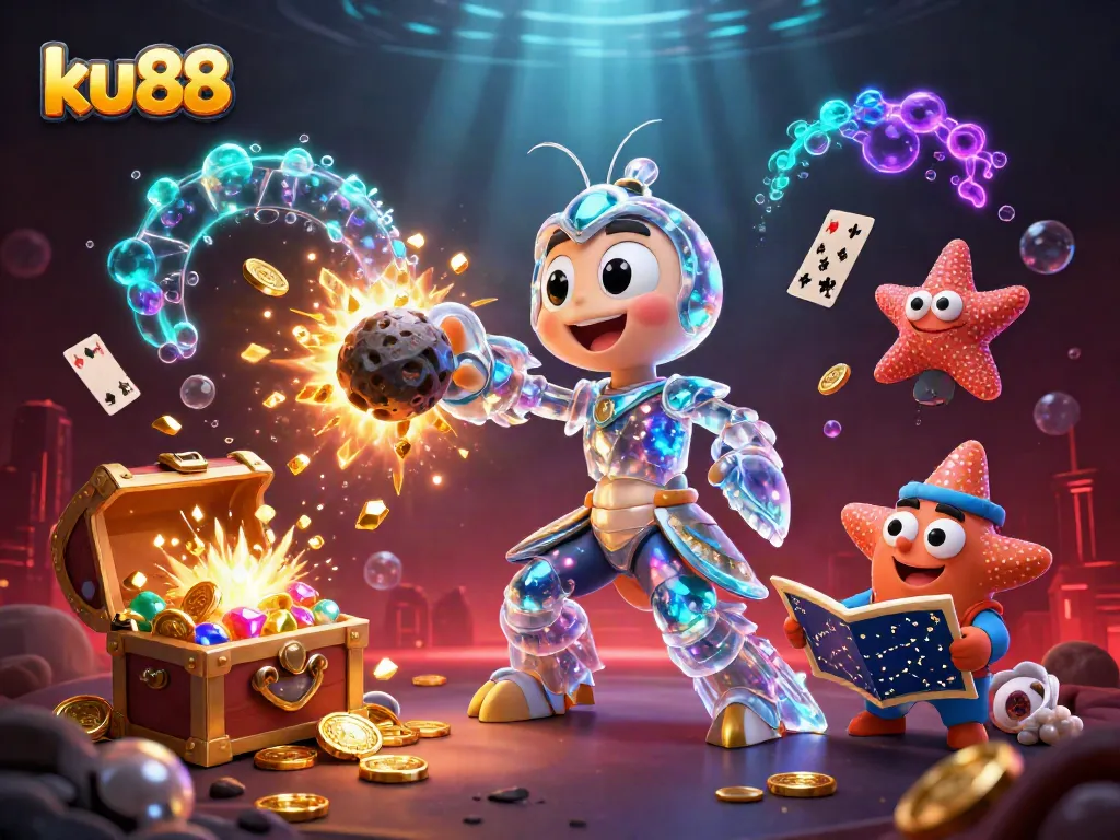 ku88 engages players with vibrant 3D casino illustration showcasing thrilling underwater action